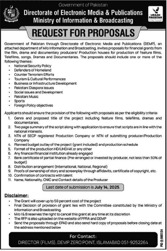 Ministry of Information & Broadcasting Islamabad Tender Notice